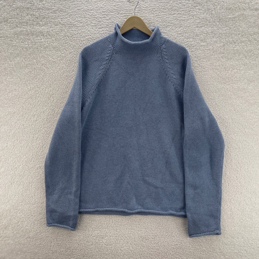 J Crew Sweater Mens XL Light Blue Roll Neck Oarsman Preppy Outdoor Fisherman
